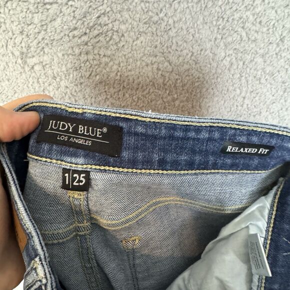 Judy Blue Jeans Blue Womens 1/25 Denim Relaxed Fit Distressed Medium Washed - Picture 10 of 11
